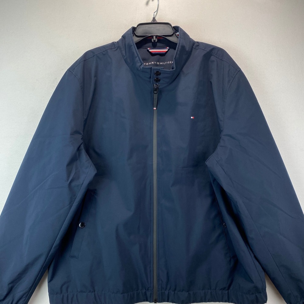 Tommy Hilfiger Stretch Water Resistant Jacket Mens XXL Navy Blue Windbreaker Zip